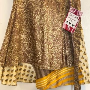 Darn good yarn- sari skirt. New with tags. Mini wrap skirt.